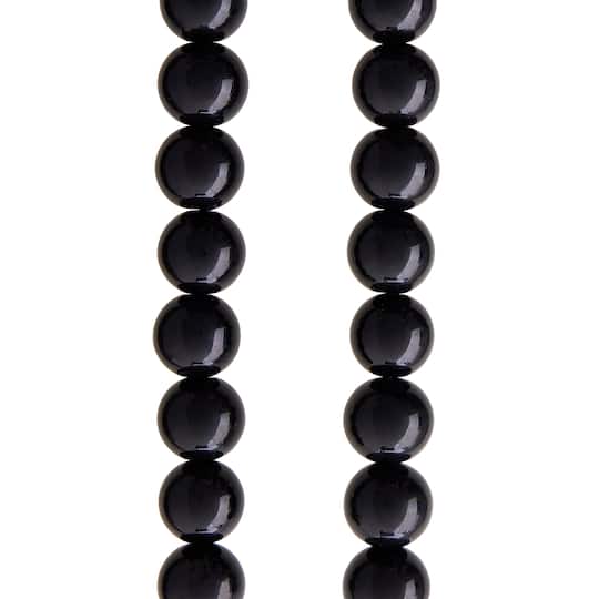 12 Pack: Black Round Glass Beads, 14mm by Bead Landing™